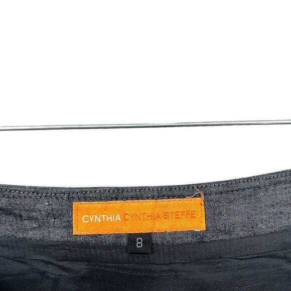 Cynthia Steffe Skirt A Line Linen Blend Pleated Lined Back Zip Gray Women Size 8 - Picture 4 of 6